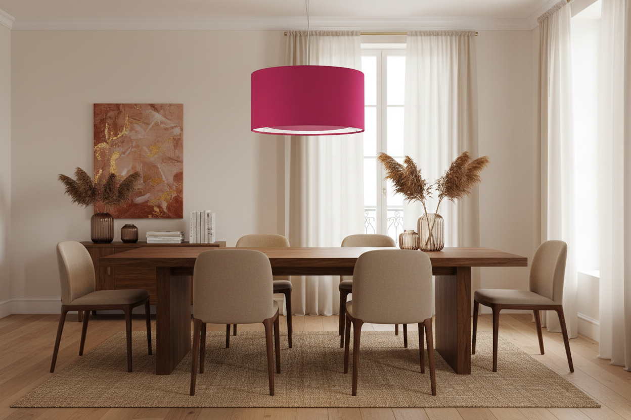 Abat-jour cylindrique framboise en suspension