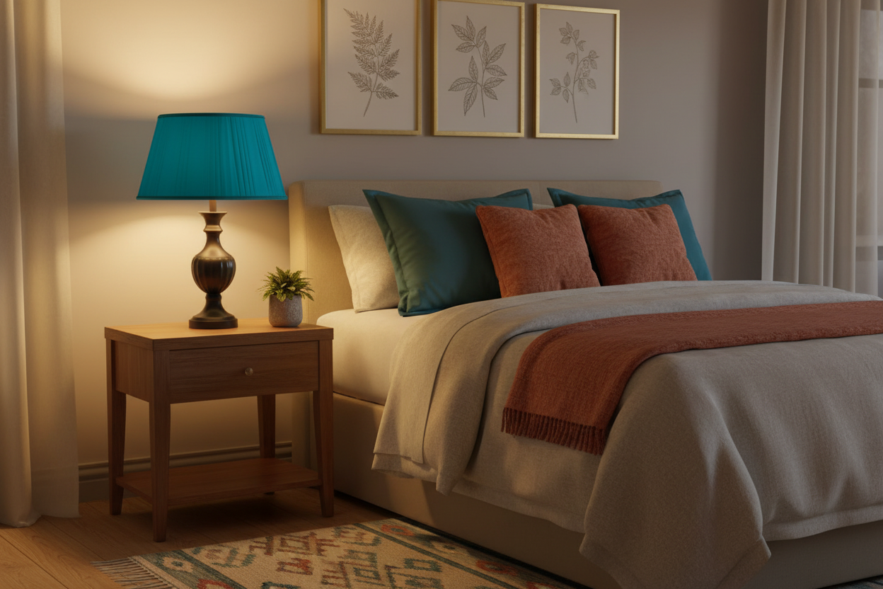 Ambiance abat-jour ovale turquoise