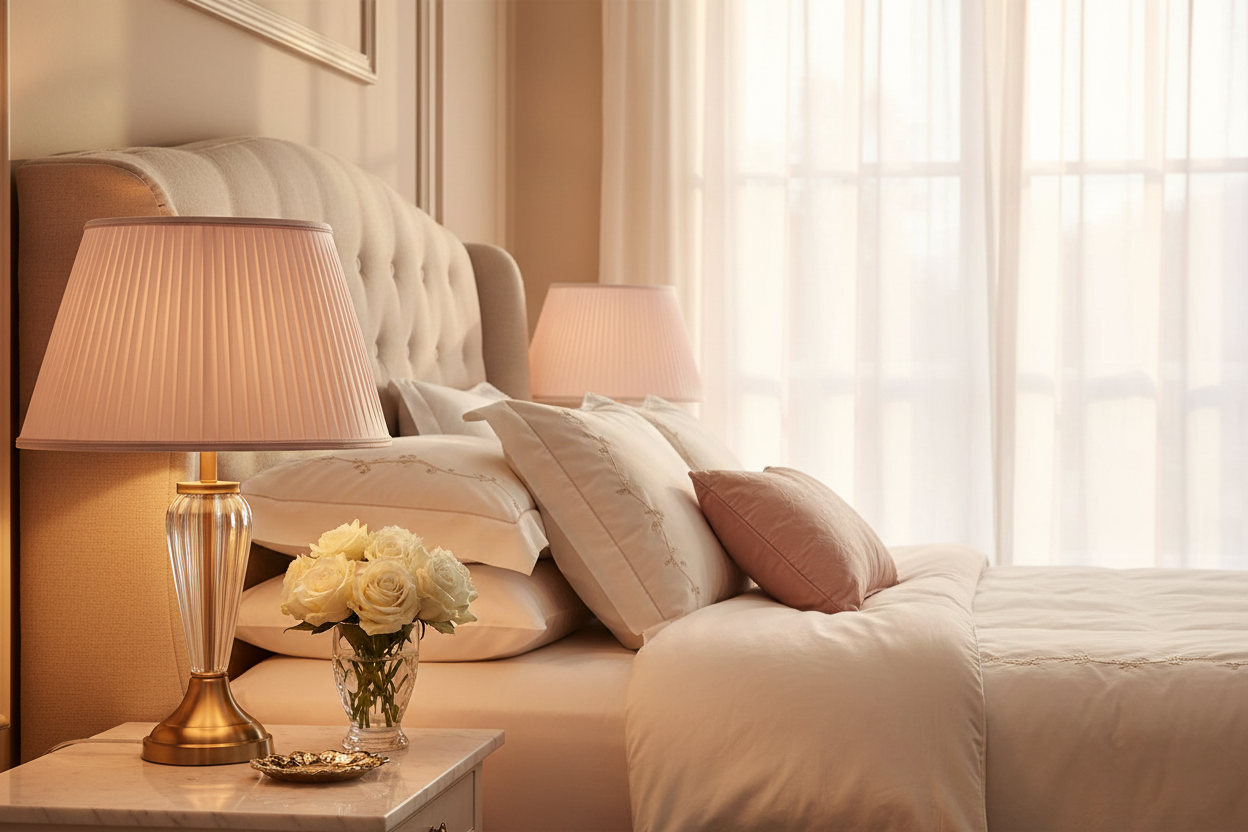 Ambiance abat-jour rose poudré