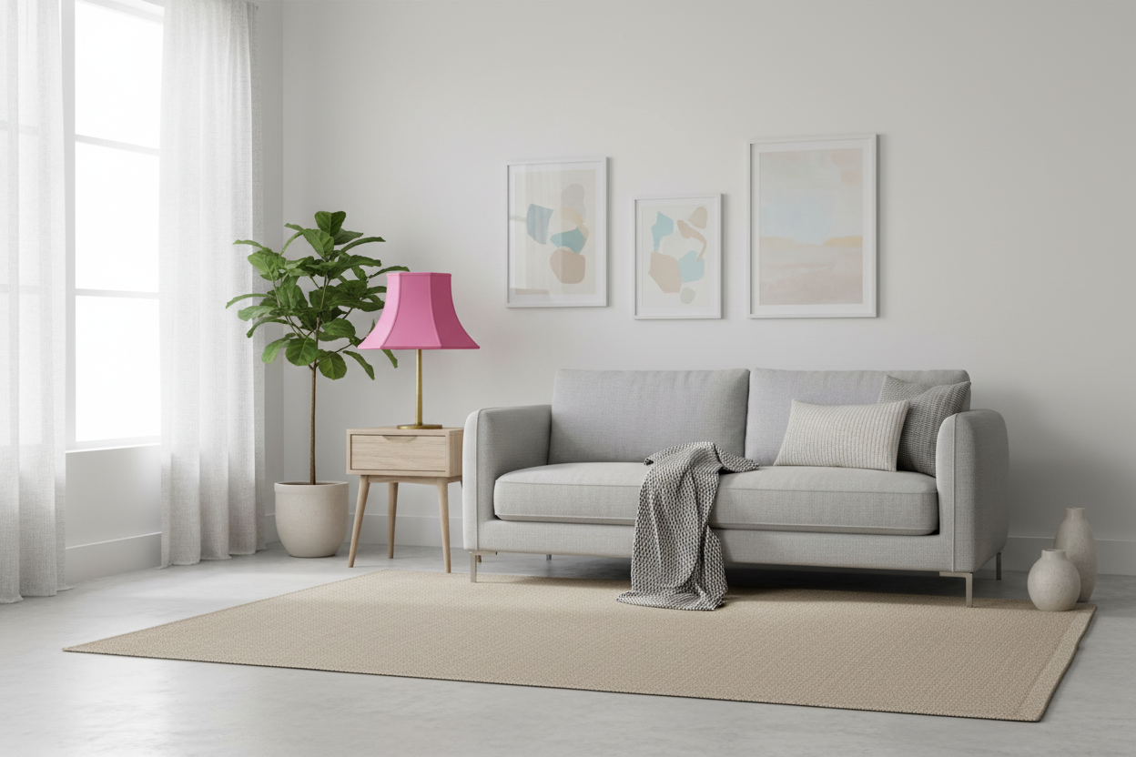 Ambiance contemporaine avec abat-jour rose