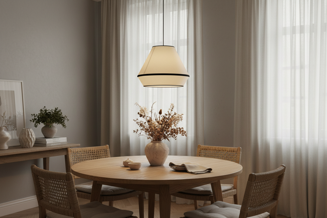 Ambiance suspension bicolore beige blanc cassé